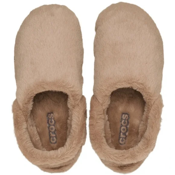 CROCS Classic Unfurgettable Fuzzy Cozy Clog Tan NEW w Tag Women’s Sz 9 Mens Sz 7 - Picture 3 of 10